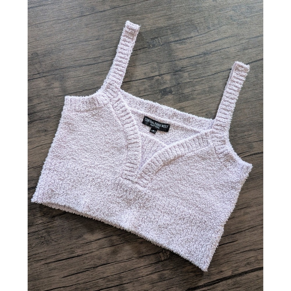 Central Park West Anthropologie Purple Fuzzy Knit Crop Top Small